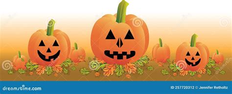 Halloween Jack O Lantern Border Background Stock Illustration - Illustration of leaves, graphic ...