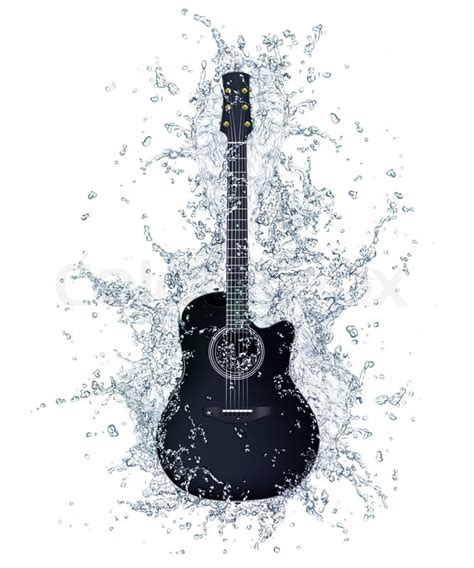 Acoustic Guitar in Water Isolated on ... | Stock image | Colourbox