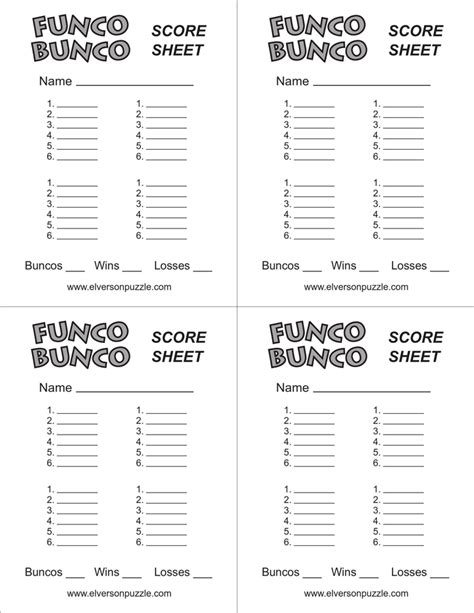 Bunco Score Sheets - Template Free Download | Speedy Template