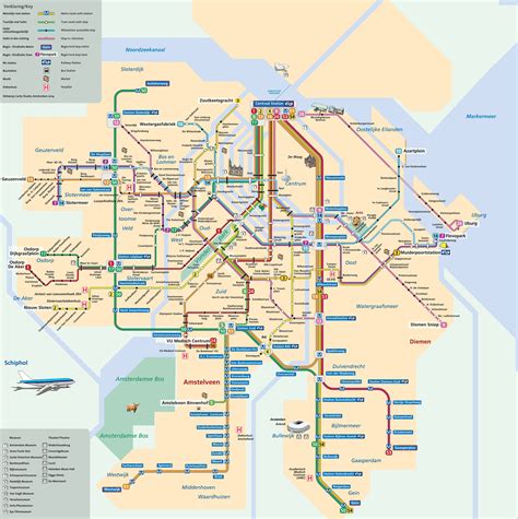 Map of Amsterdam subway, underground & tube (metro): stations & lines ...