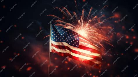 Premium AI Image | American flag with fireworks on background