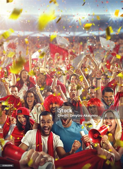 Sport Fans Happy Cheering Crowd Stock Photo - Download Image Now ...