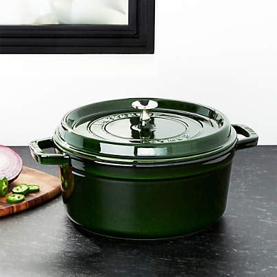 Staub 7-Qt Basil Round Cocotte + Reviews | Crate & Barrel