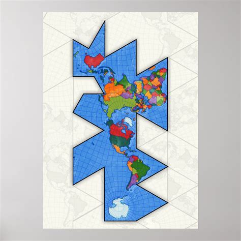 Dymaxion World map Poster | Zazzle.com.br