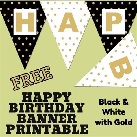 Happy Birthday Banner Printable Black And White