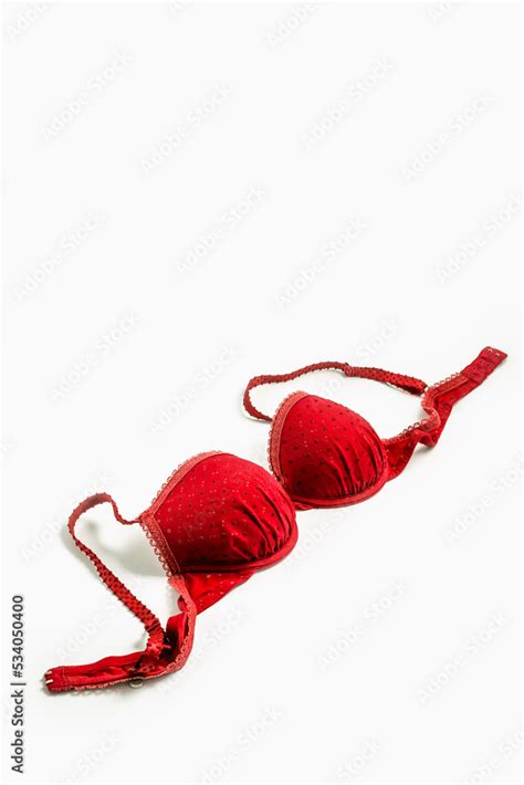 Red female bra isolated on white background Stock Photo | Adobe Stock