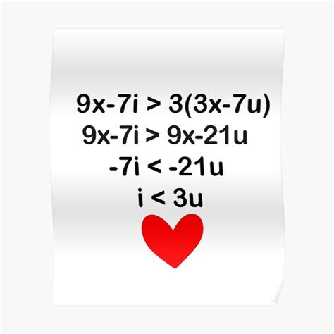 "i love you math equation" Poster for Sale by Aliaz | Redbubble