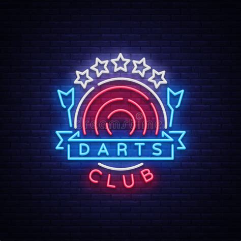 Darts Club Logo in Neon Style. Neon Sign, Bright Night Advertising ...