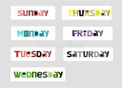 Weekdays Names Vector Typography Design. Background Art for Wall Paper ...