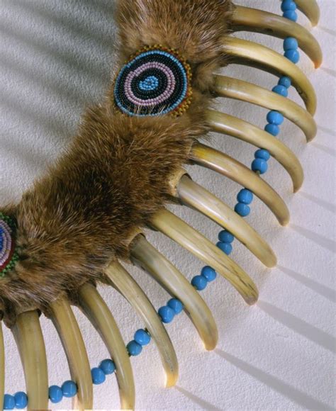 Necklace and trailer. Detail. Young Bear, John. Meskwaki (Sac and Fox). ca. 1920. Otter fur ...