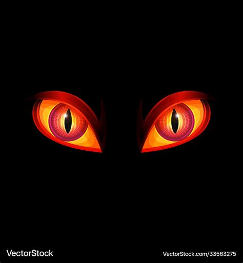 Glowing red evil monster eyes on black background Vector Image