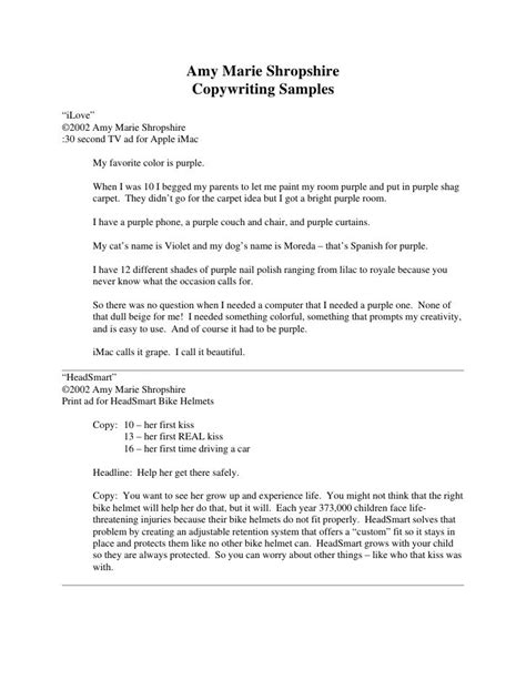 Copywriting Examples
