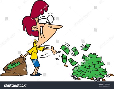 Vector Illustration Cartoon Woman Throwing Money Stock Vector (Royalty Free) 127492316 ...