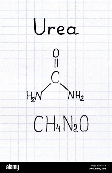 Chemical formula of Urea. Close-up Stock Photo - Alamy