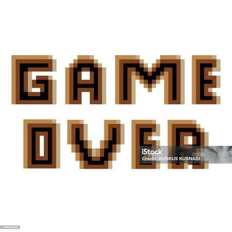 Game Over With Pixel Art On White Background Stock Illustration - Download Image Now - Above ...