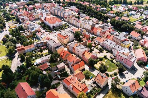 Premium Photo | Aerial view of small european town with residential ...