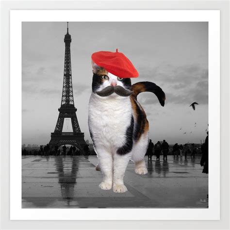 French Cat in Paris Art Print by S.Levis | Society6