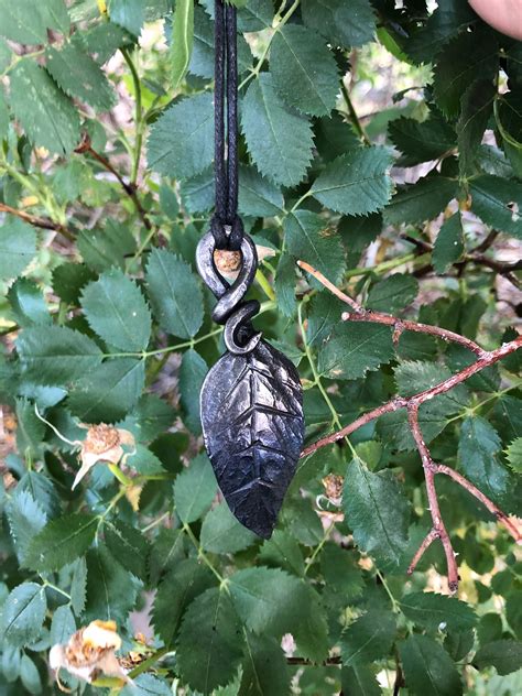 Hand Forged Iron Leaf Pendant | Etsy