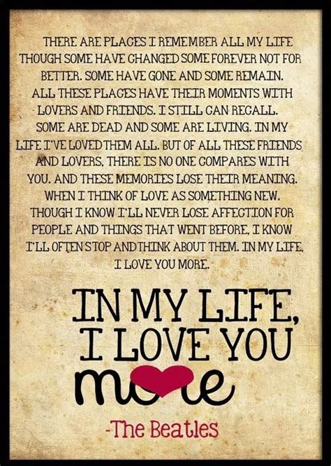 "In My Life" is a song by the Beatles released on the 1965 album ...