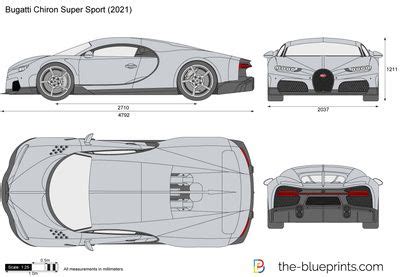 the blueprints com bugatti chiron super sport car is shown in three different views