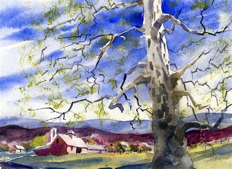 Sycamore Tree and Spring Landscape In Watercolor – Watercolor Methods