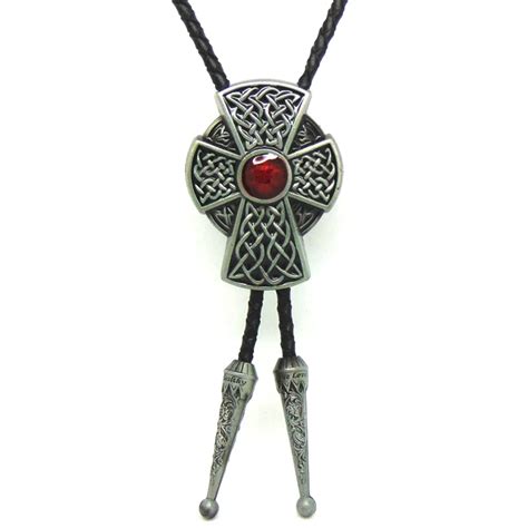 Black leather Vintage Western cowboy bolo tie for men with metal Celtic knot cross-in Men's Ties ...