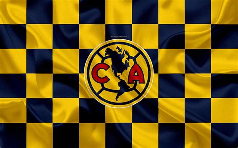 Logotipo del club america, arte creativo, bandera a cuadros azul amarillo, club de fútbol ...