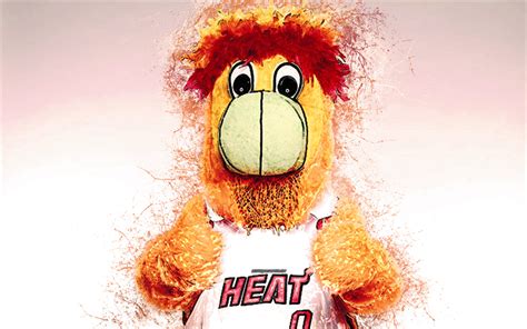 Download wallpapers Burnie, official mascot, Miami Heat, 4k, art, NBA ...