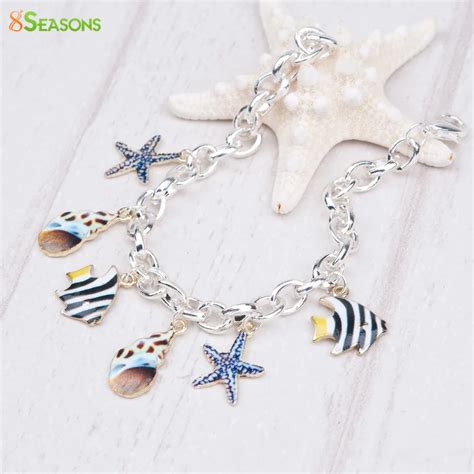 8SEASONS Clip on Charms Bracelets Link Cable Chain Silver color ...