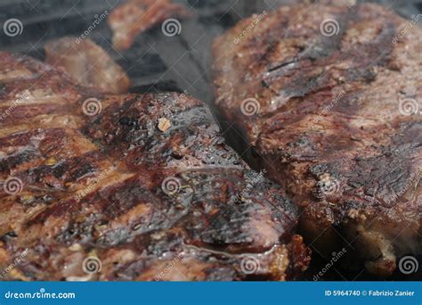 Steak Cooking on Flame Grill Stock Photo - Image of steak, delicious: 5964740