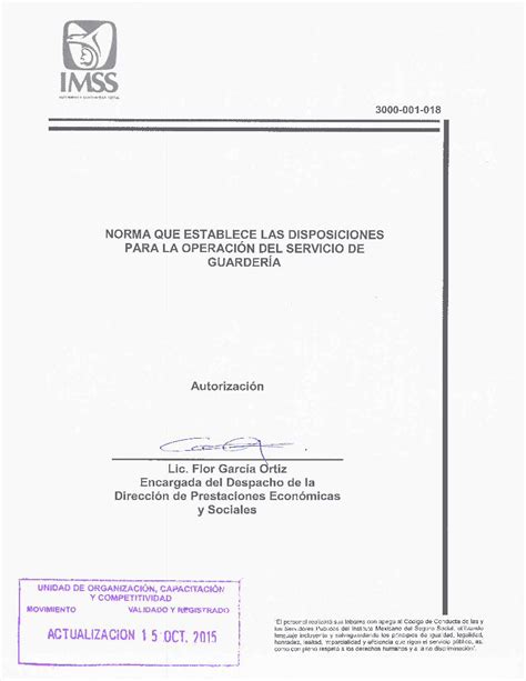 (PDF) NORMA QUE ESTABLECE LAS DISPOSICIONES PARA …siag.imss.gob.mx/instalacionsiag/Guarderias ...