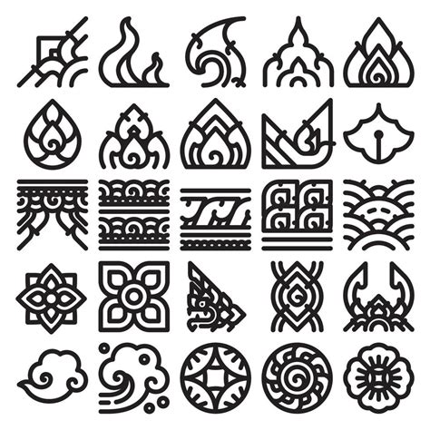 Thai art line pattern set. 2034215 Vector Art at Vecteezy