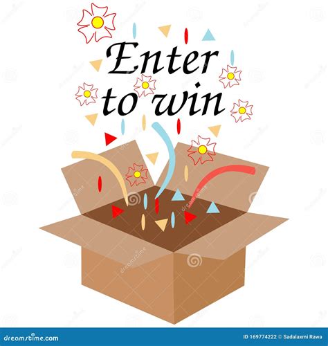 Vector Enter To Win Prizes Banner, Brown Box with Colorful Papers Stock Photo - Illustration of ...