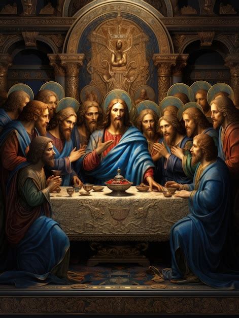 The Last Supper the 12 apostles and Jesus Christ religion Christianity ...