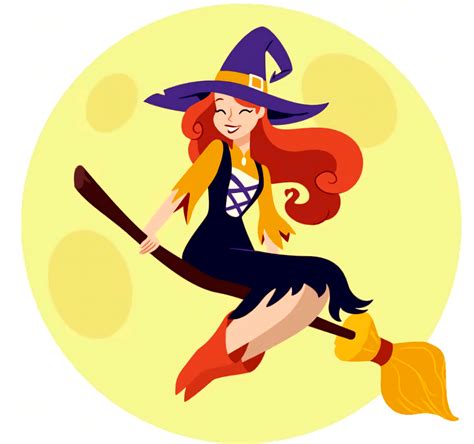 Cartoon witch flying on a broom clipart. Free download transparent .PNG ...