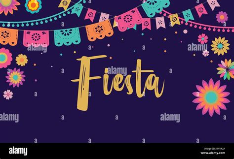 Mexican Fiesta banner and poster design with flags, flowers, decorations Stock Vector Image ...