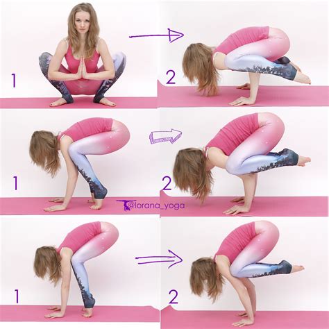 Variations of Bakasana tutorial: 1Come into a squatting position, place ...