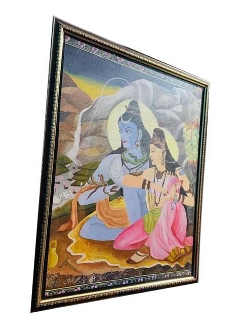 Teak Wood Acrylic Shiv Parvati Kailash Painting, Size: 20x24 Inch at Rs 5000 in Kotdwara