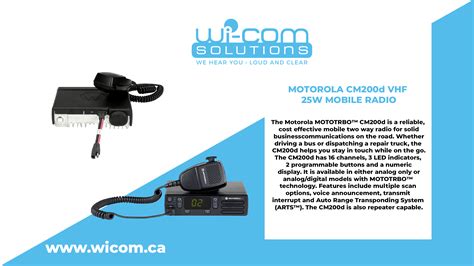 MOTOROLA CM200d VHF 25W ANALOG MOBILE RADIO - Wi-Com Solutions Inc.