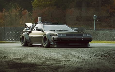 Black DeLorean GMC, DMC DeLorean, 3D, Back to the Future, Khyzyl Saleem HD wallpaper | Wallpaper ...