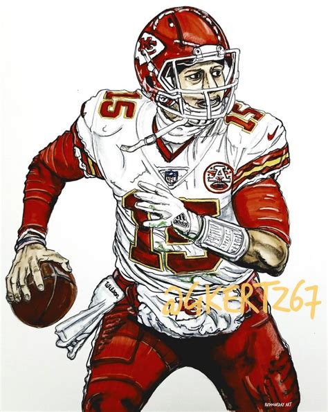 Patrick Mahomes II Kansas City Chiefs QB #15 artwork by Glen Kertes ...