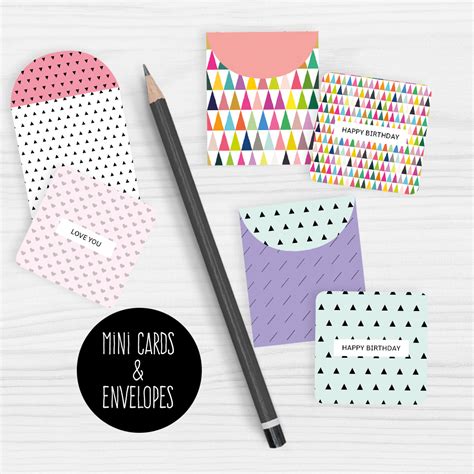 Mini note cards and envelopes set of 9 mini cards - free printable