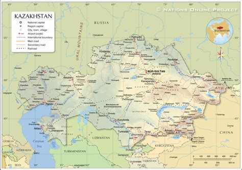 Detailed Map of Kazakhstan - Nations Online Project