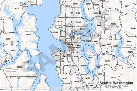 Zip code map, Seattle map, Map