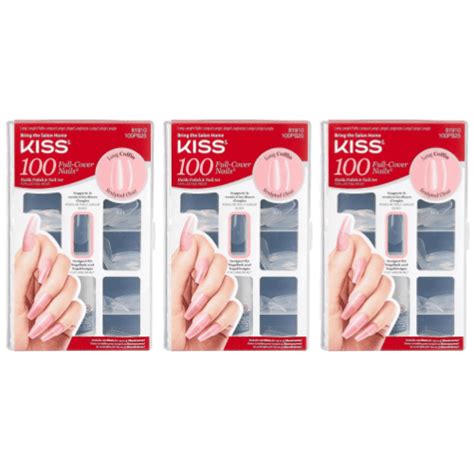 KISS Salon Acrylic Natural Nails - 100 Piece Kit Sculpted Clear - 100PS25C 3-Pack - Walmart.com