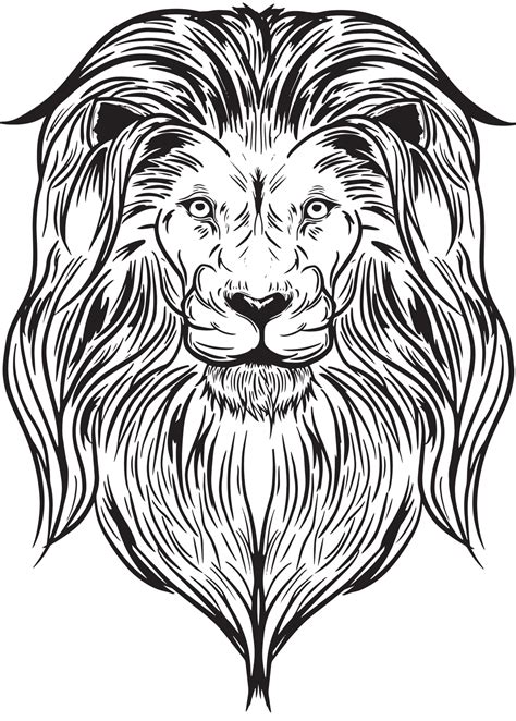 A lion head in black and white vector illustration 2267506 Vector Art ...