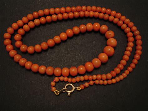 Long Coral Antique Bead Necklace - Christopher William Sydney Australia - Antique, ruby, coral ...