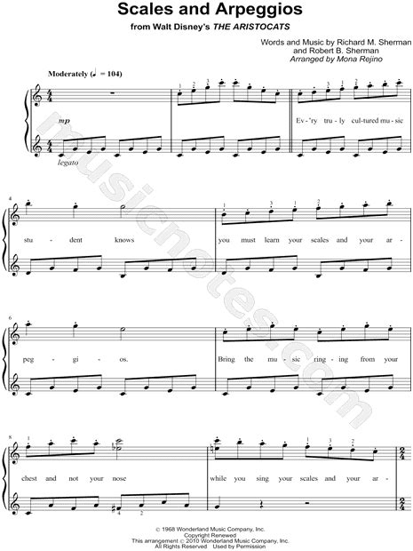 "Scales and Arpeggios" from 'The Aristocats' Sheet Music (Easy Piano) in C Major (transposable ...