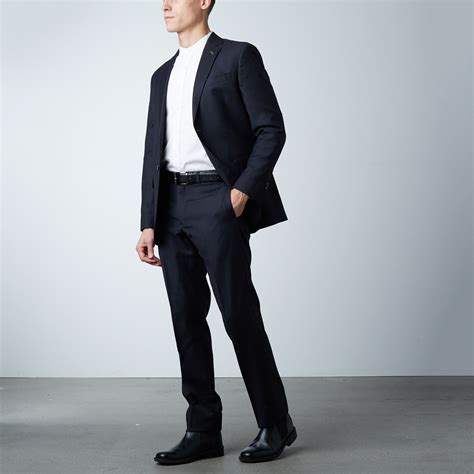 Notch Lapel Suit // Black + Navy Pinstripe (US: 40R) - BMG Imports - Touch of Modern