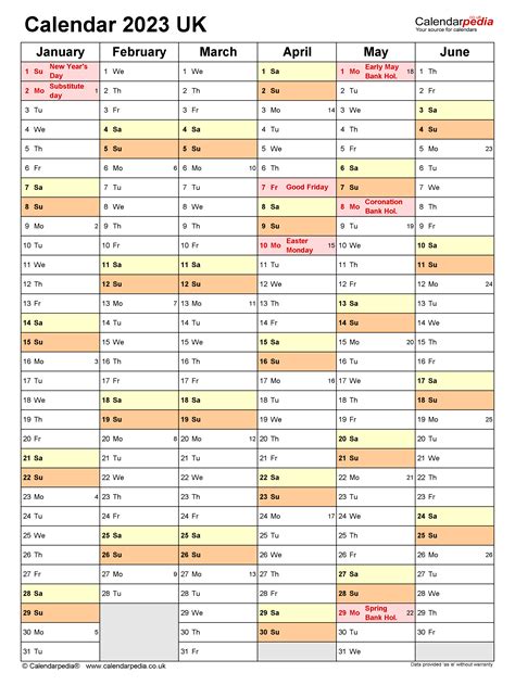 Calendar 2023 (UK) - free printable Microsoft Word templates